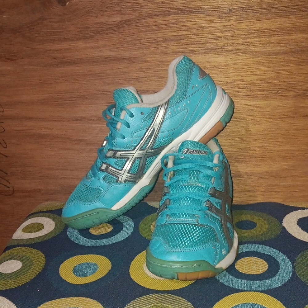 Asics Women's Teal and Silver Athletic Shoes